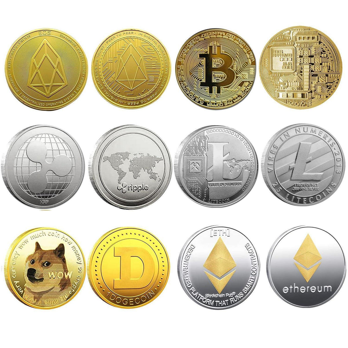 Kryptowährungs-Sammler Set – 6er Pack Bitcoin, Ethereum & Co.