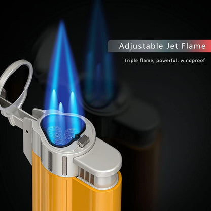 Sturmfeuerzeug Jetflamme Gas Nachfüllbar Zigarrenfeuerzeug Gelb
