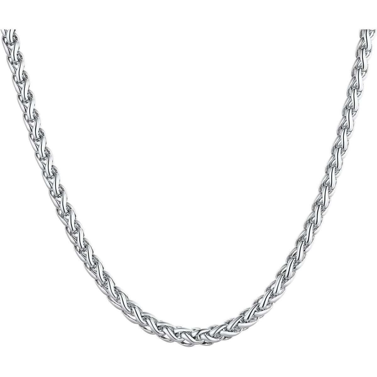 Edelstahl Weizenkette 3mm 51cm Silber für Damen Herren