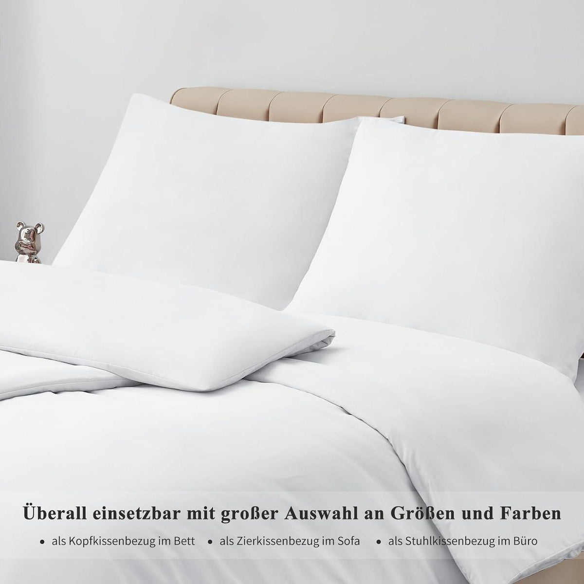 Kissenbezug 40x40 2er Set Weiß Mikrofaser Reißverschluss