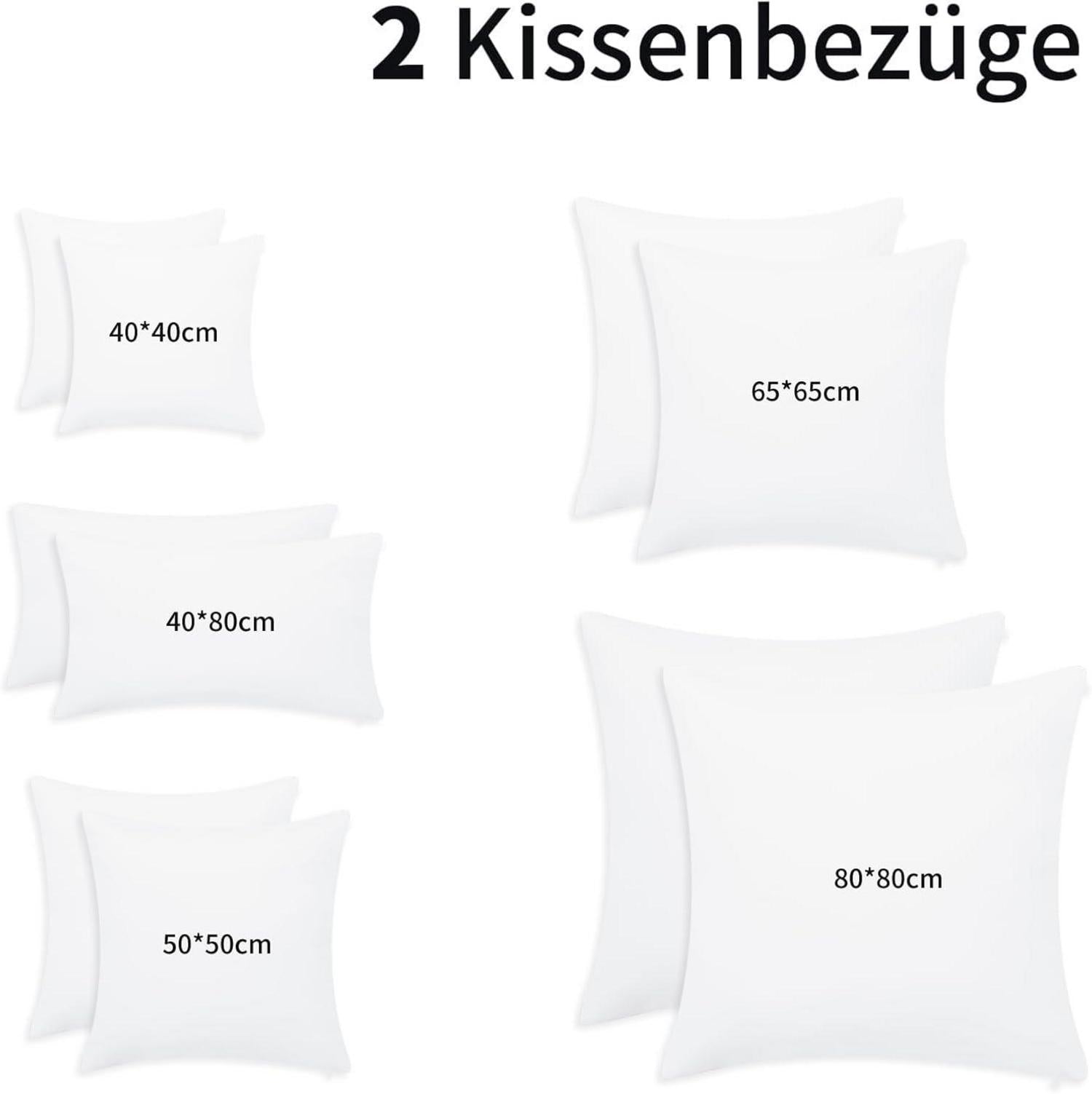 Kissenbezug 50x50 Weiß 2er Set Mikrofaser Reißverschluss Uniform