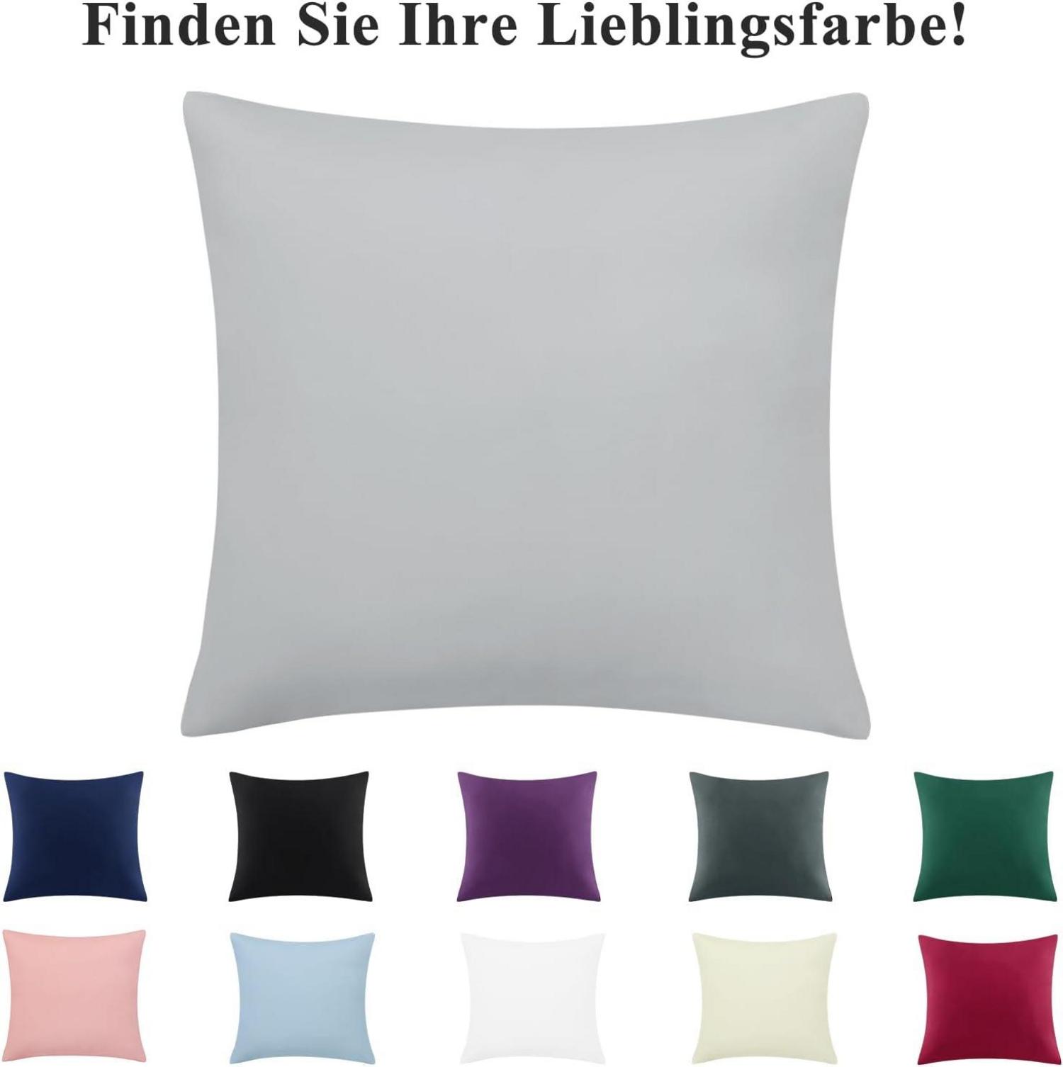 Kissenbezug 40x40 Hellgrau 2er Set Mikrofaser Reißverschluss