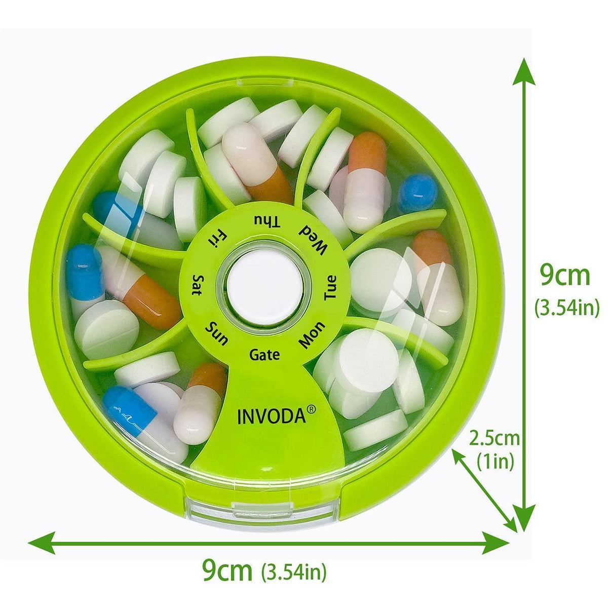 7-teilige Pillendose – Tragbar & Drehbar für Vitamine & Co. (4er Set)