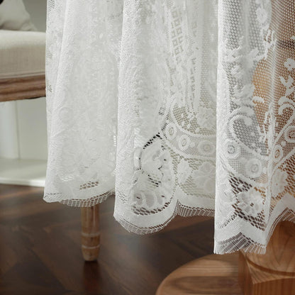 Weiße Spitze Tischdecke Bestickt Rund 190cm Hochzeit Party Dekoration