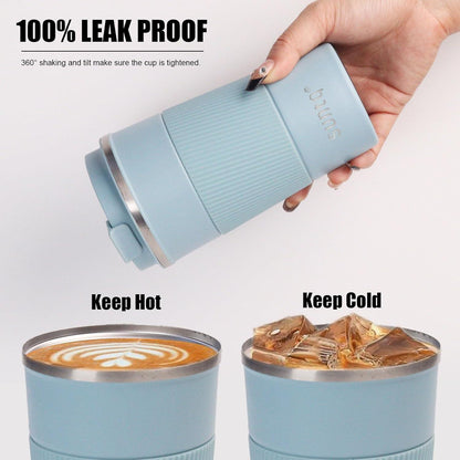 SUNTQ Kaffeebecher to go Thermo Edelstahl 510ml Blau Isoliert Wiederverwendbar