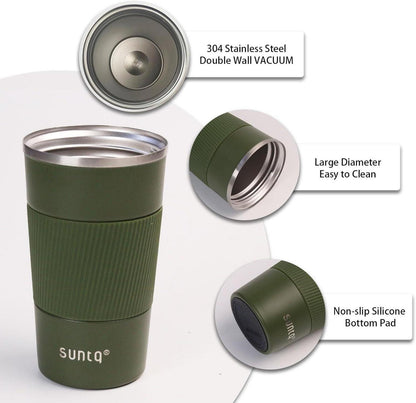 SUNTQ Kaffeebecher to go Thermo Edelstahl 510ml Grün