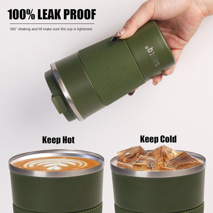 SUNTQ Kaffeebecher to go 510ml Thermo Edelstahl Grün Doppelwand Isoliert