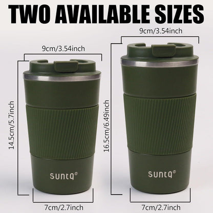 SUNTQ Kaffeebecher Thermo Edelstahl Isoliert Auslaufsicher 510ml Grün