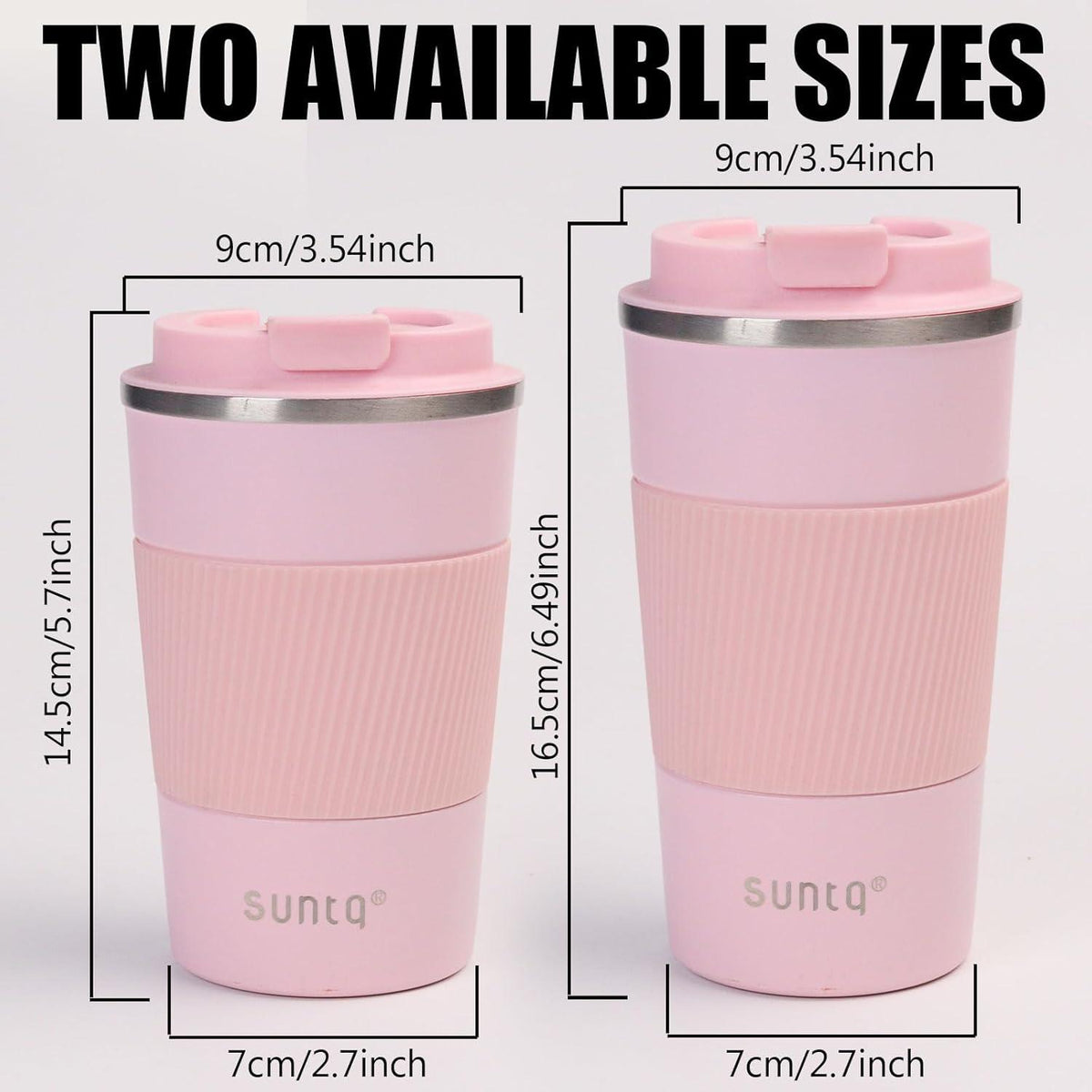 SUNTQ Kaffeebecher to go Thermo Edelstahl 510ml Auslaufsicher Rosa