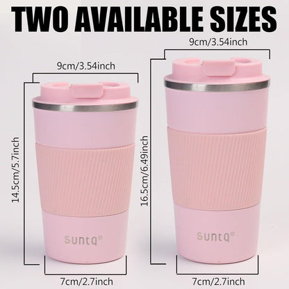 SUNTQ Kaffeebecher to go Thermo Edelstahl 510ml Auslaufsicher Rosa
