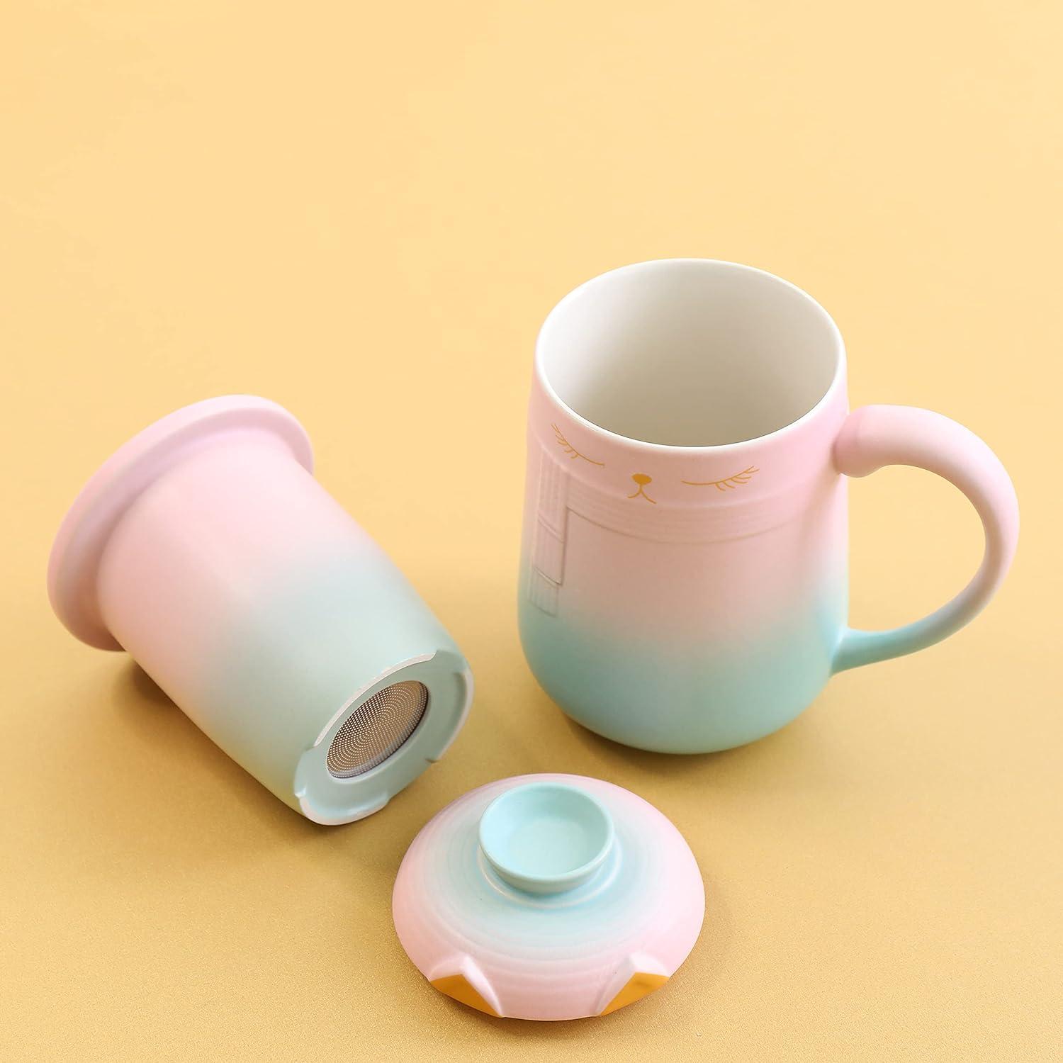 TEANAGOO Teetasse mit Sieb und Deckel 460 ML Farbverlauf