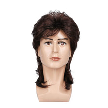 Braune Vokuhila 80er Mullet Perücke Herren Lang Synthetische