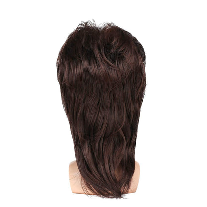 Braune Vokuhila Mullet Perücke Herren Lang Synthetisch Halloween Cosplay