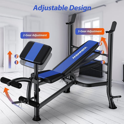 Verstellbare Hantelbank mit Beinstrecker und Preacher Curl
