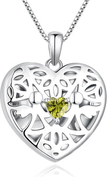 Herz Schutzengel Foto Medaillon Kette 925 Silber Zirkonia Birthstone