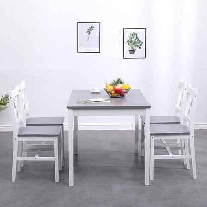 Grauer Esstisch Set mit 4 Holzstühlen – Modernes Esszimmer Set