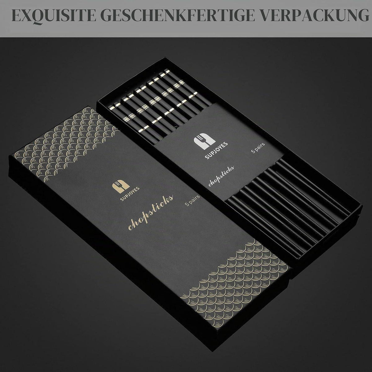 Wiederverwendbare Fiberglas Essstäbchen Set - 5 Paar, Spülmaschinenfest