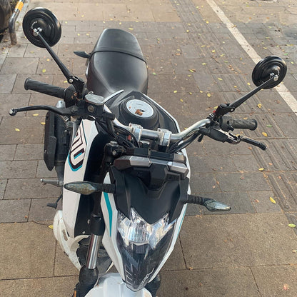 Runde Retro Motorrad Spiegel CNC Schwarz Universal