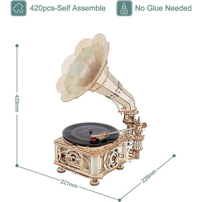 ROKR 3D Holzpuzzle Retro Grammophon DIY Modellbau Kit LKB01D