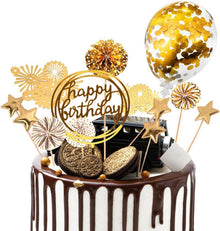 Goldene Geburtstagstorte Cake Topper Set - Party