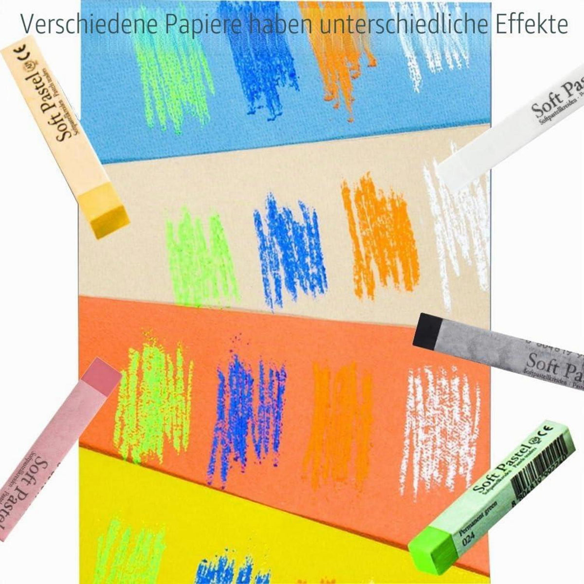 6x Weiche Pastellkreide Set Schwarz Rosa Weiß