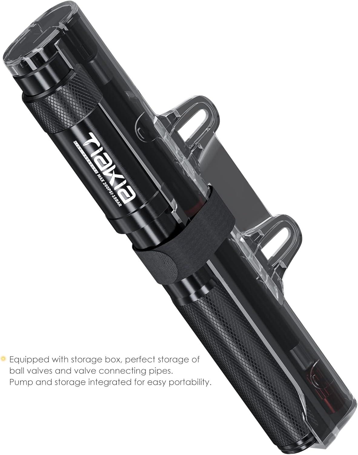 Tiakia Mini Fahrradpumpe 260PSI Presta Schrader Dunlop Ventile Schwarz