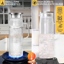 Yirilan 1.5L Glaskaraffe mit Edelstahldeckel - Hitze- und