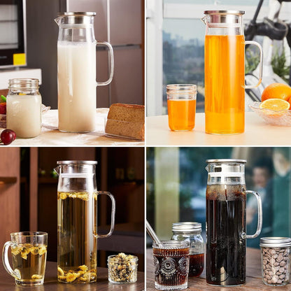 Yirilan 1.5L Glaskaraffe mit Edelstahldeckel - Hitze- und
