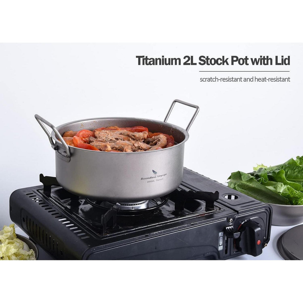 Titan Camping Topf 2L mit Deckel & Klappgriff