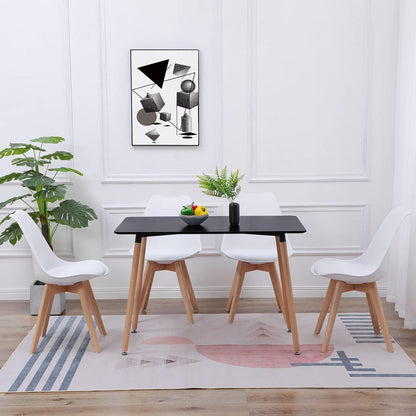 Esszimmergruppe Schwarz-Weiß: Esstisch 110cm + 4 Stühle