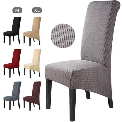 Stuhlhussen 4er Set Grau XL Stretch Jacquard für Esszimmerstühle