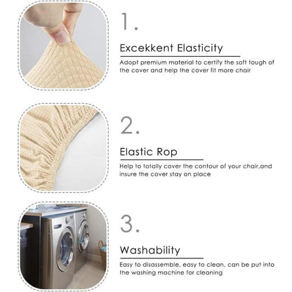 Stuhlhussen 6er-Set Stretchbezüge XL – Beige
