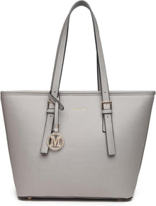 Damen Handtasche Shopper groß Kunstleder grau Henkeltasche