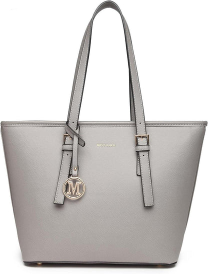 Damen Handtasche Shopper groß Kunstleder grau Henkeltasche