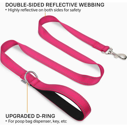 Hundeleine reflektierend, gepolsterter Griff, 1,5m, Hotpink