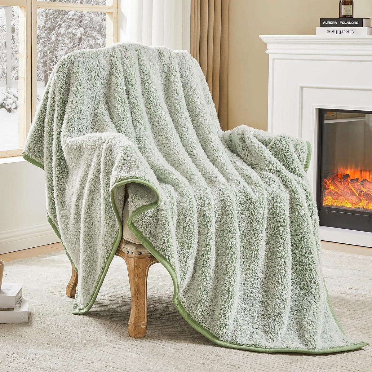 Sherpa Decke Queen Salbei – Kuschelig warm & weich