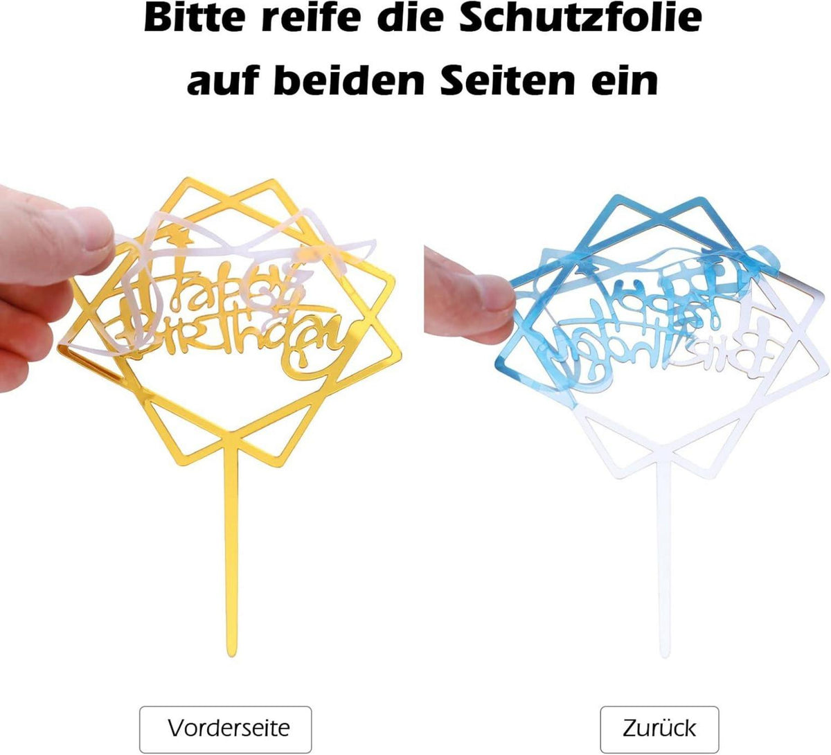 Goldene Happy Birthday Tortendeko Set Acryl Glitter Cupcake Topper 10 Stück