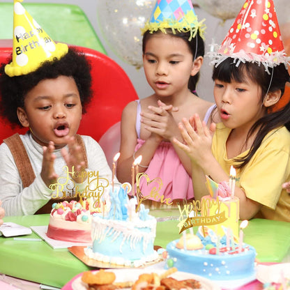 10 Stück Goldenes Happy Birthday Cake Topper Acryl Glitter Cupcake Set