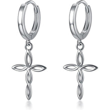 Sterling Silber Creolen mit Kreuz und Sternen, für Damen & Herren