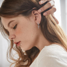 Sterling Silber Creolen mit Kreuz und Sternen, für Damen & Herren