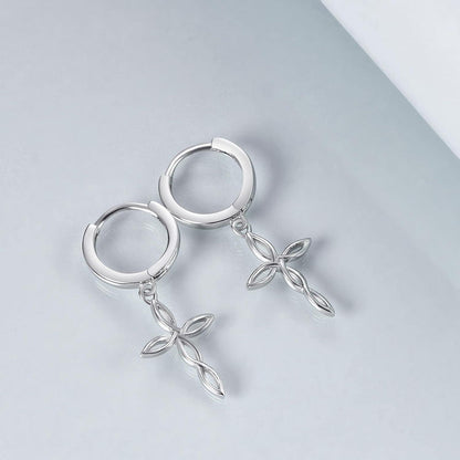 Sterling Silber Creolen mit Kreuz und Sternen, für Damen & Herren