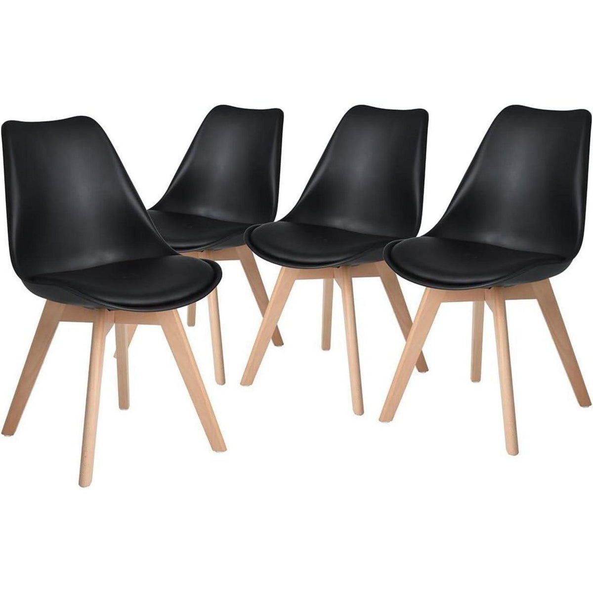 Essgruppe Schwarz mit 2 Modernen Esszimmerstühlen 80cm