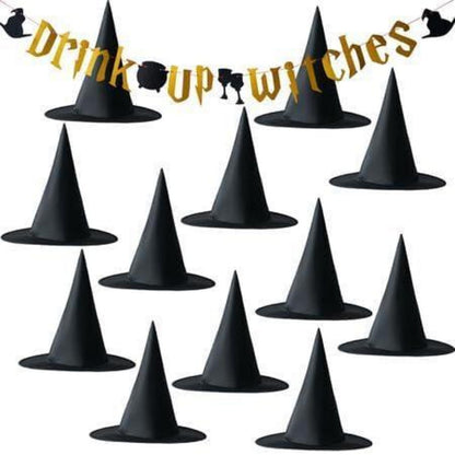 JOYIN 12 Stück Schwarze Hexenhut Dekoration für Halloween