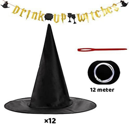 JOYIN 12 Stück Halloween Schwarze Hexenhut Dekoration - Party Cosplay Zubehör