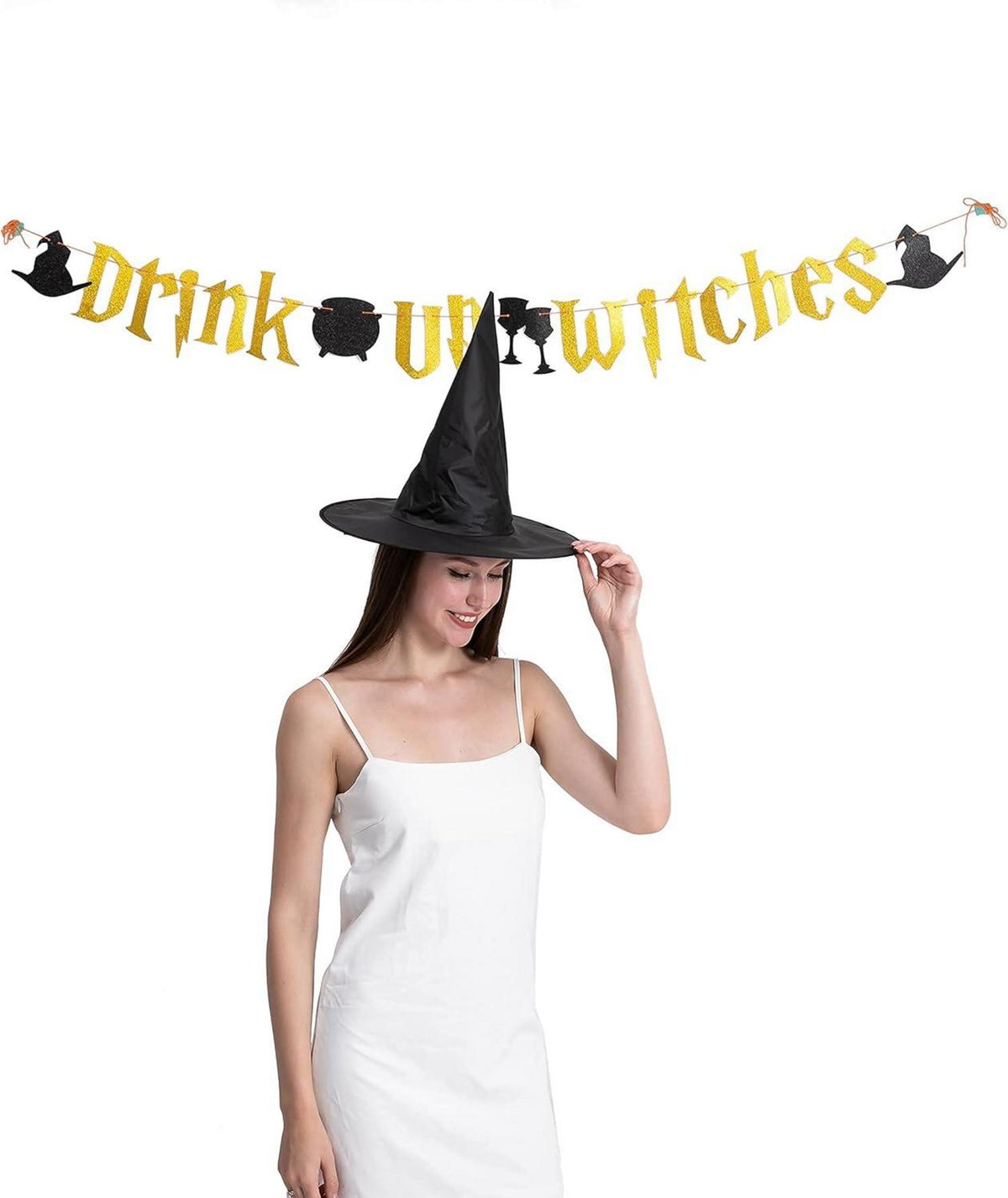 12 Stück Halloween Hängende Hexenhut Dekoration Schwarzes Zubehör für