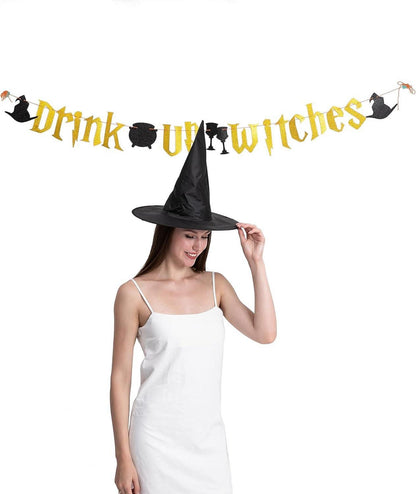 12 Stück Halloween Hängende Hexenhut Dekoration Schwarzes Zubehör für