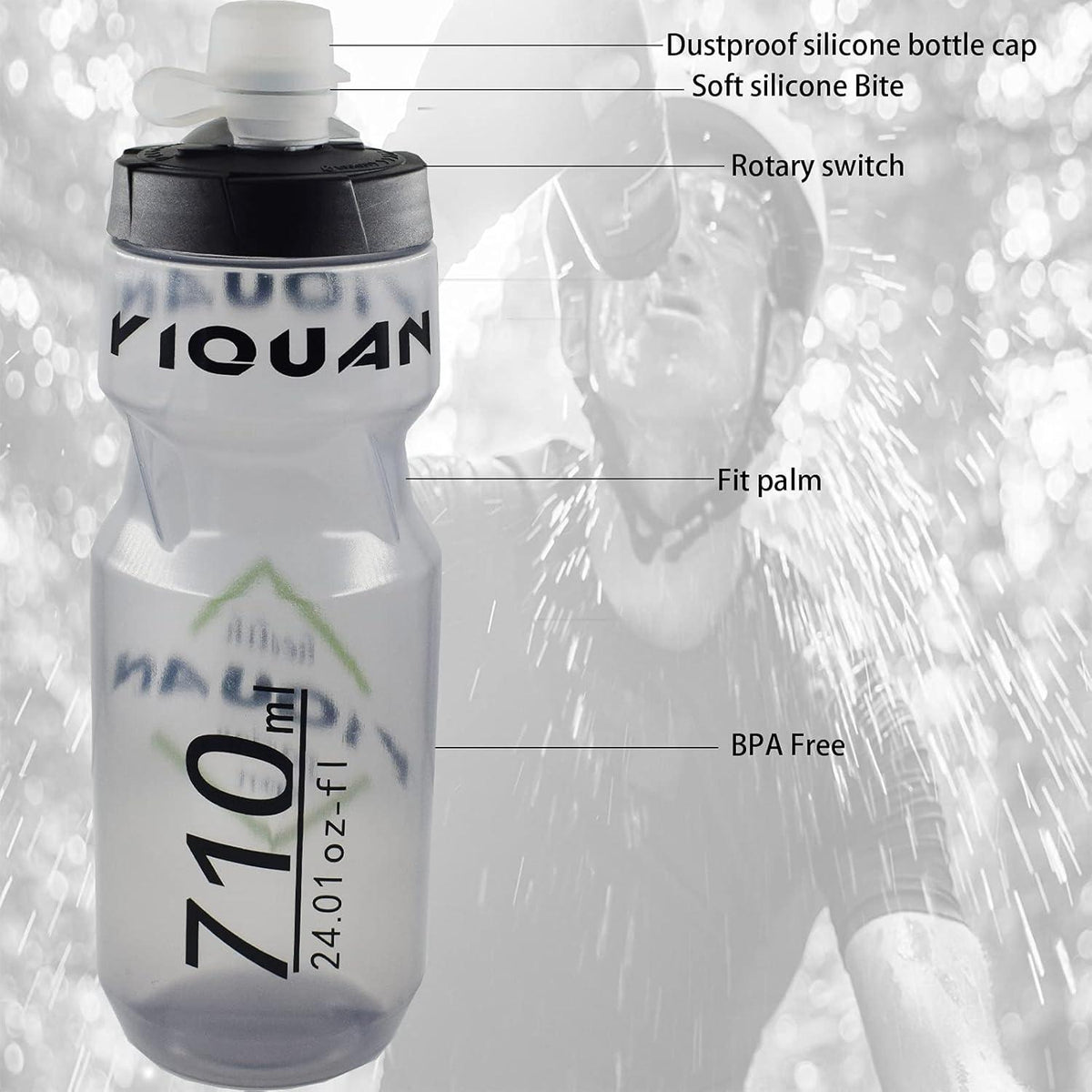 OSIGEI Fahrrad Flaschenhalter 24 oz Sportflasche Set Grey