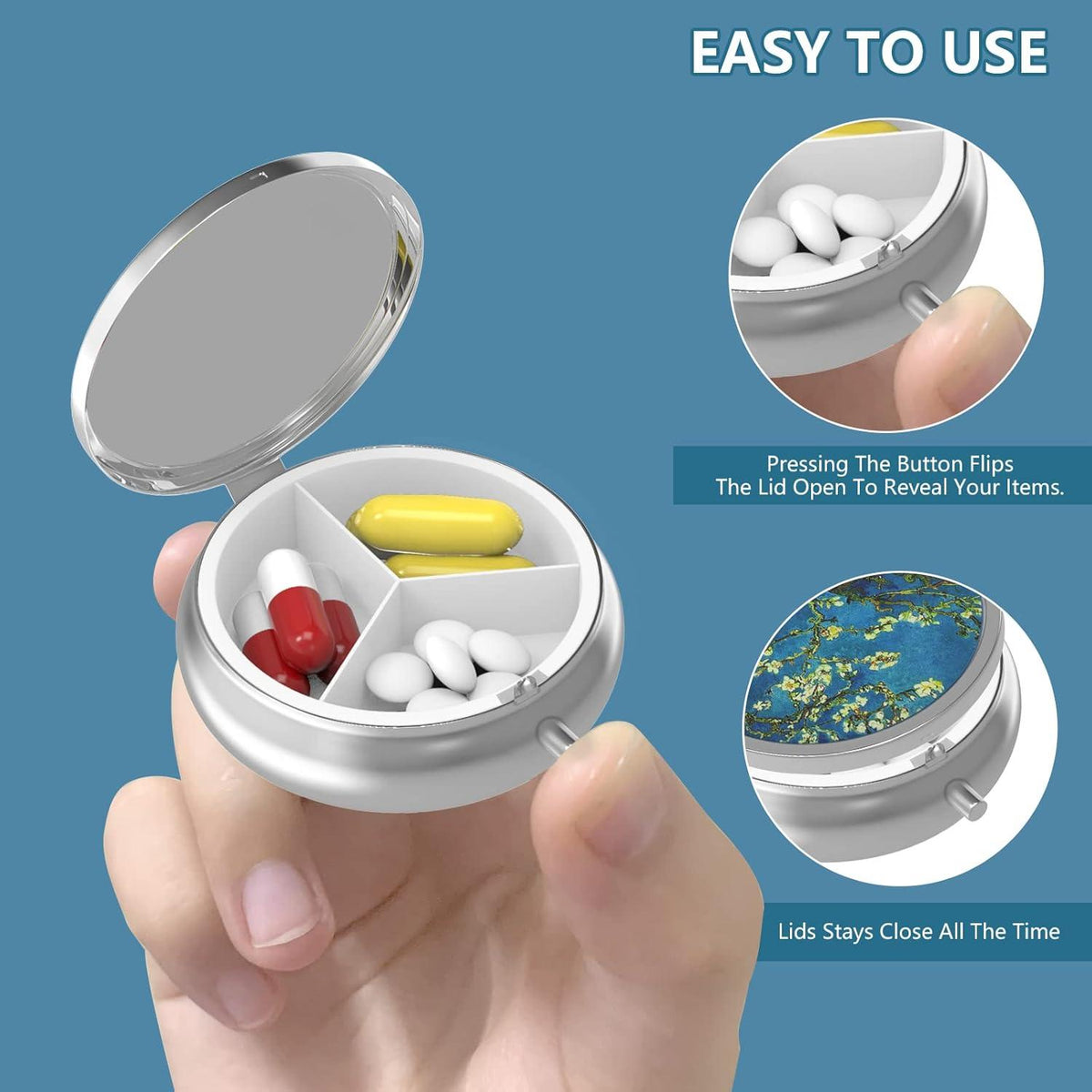 Pillendose Tragbare Metall Medizin Organizer
