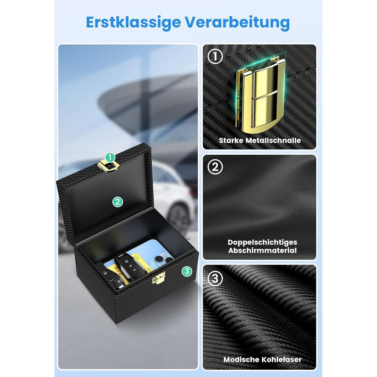 Keyless Go Schutzbox & Faraday Tasche – 2er Set für Autoschlüssel