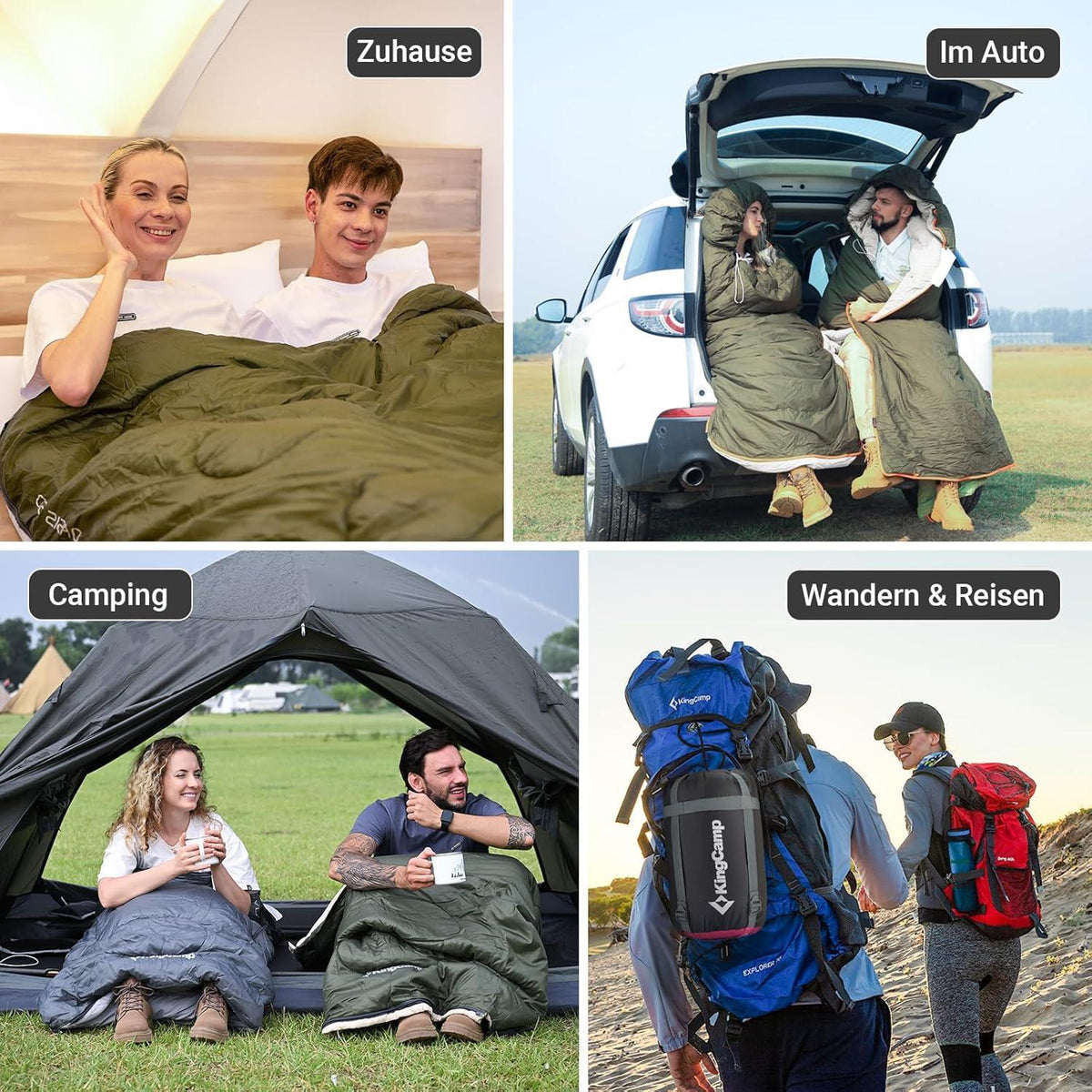 KingCamp Schlafsack Deckenschlafsack Ultraleicht Camping 3-4 Jahreszeiten Warm